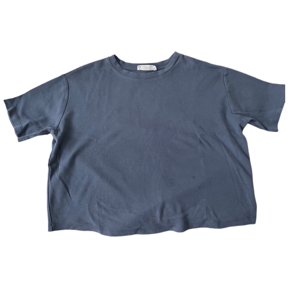 Mango Dark Blue Basic Cropped Tee (Size S) - image 1